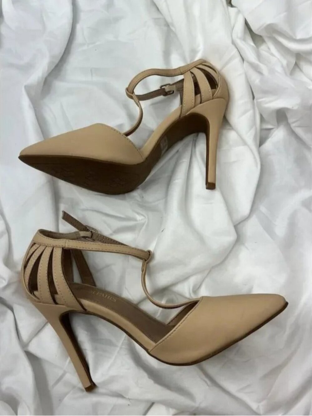 Beige Pointed-Toe Strappy  4 Inch Heels NWOT